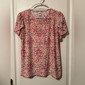 Anne Klein Pink and Black Patterned Blouse